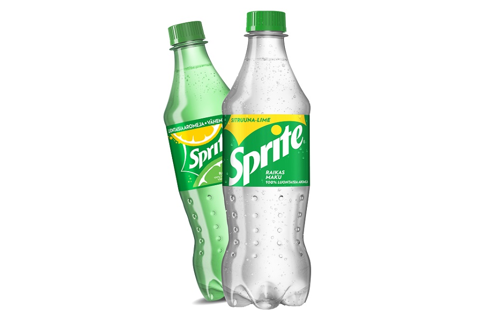 Sprite-pullo muuttuu kirkkaaksi ympäristösyistä
